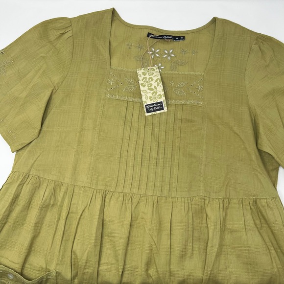 Gudrun Sjoden Dresses & Skirts - Gudrun Sjoden Green Dress Tania Eyelet Embroidered Organic Cotton Medium NWT